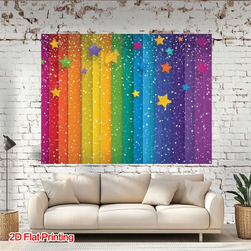 1 Piece of Colorful Star Rainbow Photography Background | Polyester Fabric, Suitable for Home, Garden, and Studio