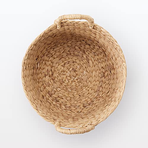 MUJI Small Round Basket with Handles, Diameter 37cm X Height 26cm, Water Hyacinth, 12057925, Basket