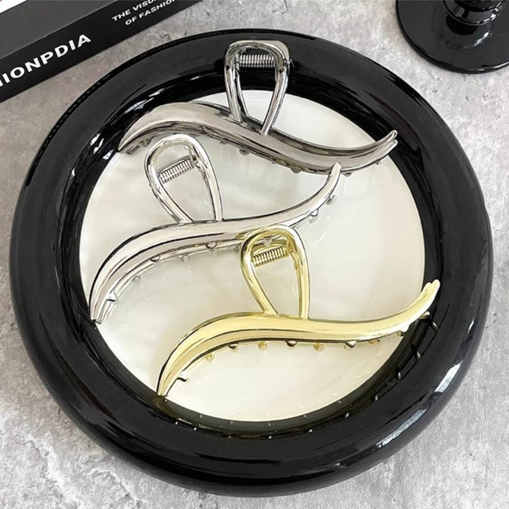 1pc Minimalist Metallic Wave Hair Claw Clips Tones Sleek Curved Design Perfect Effortless Updos Daily Looks Hair Accessories