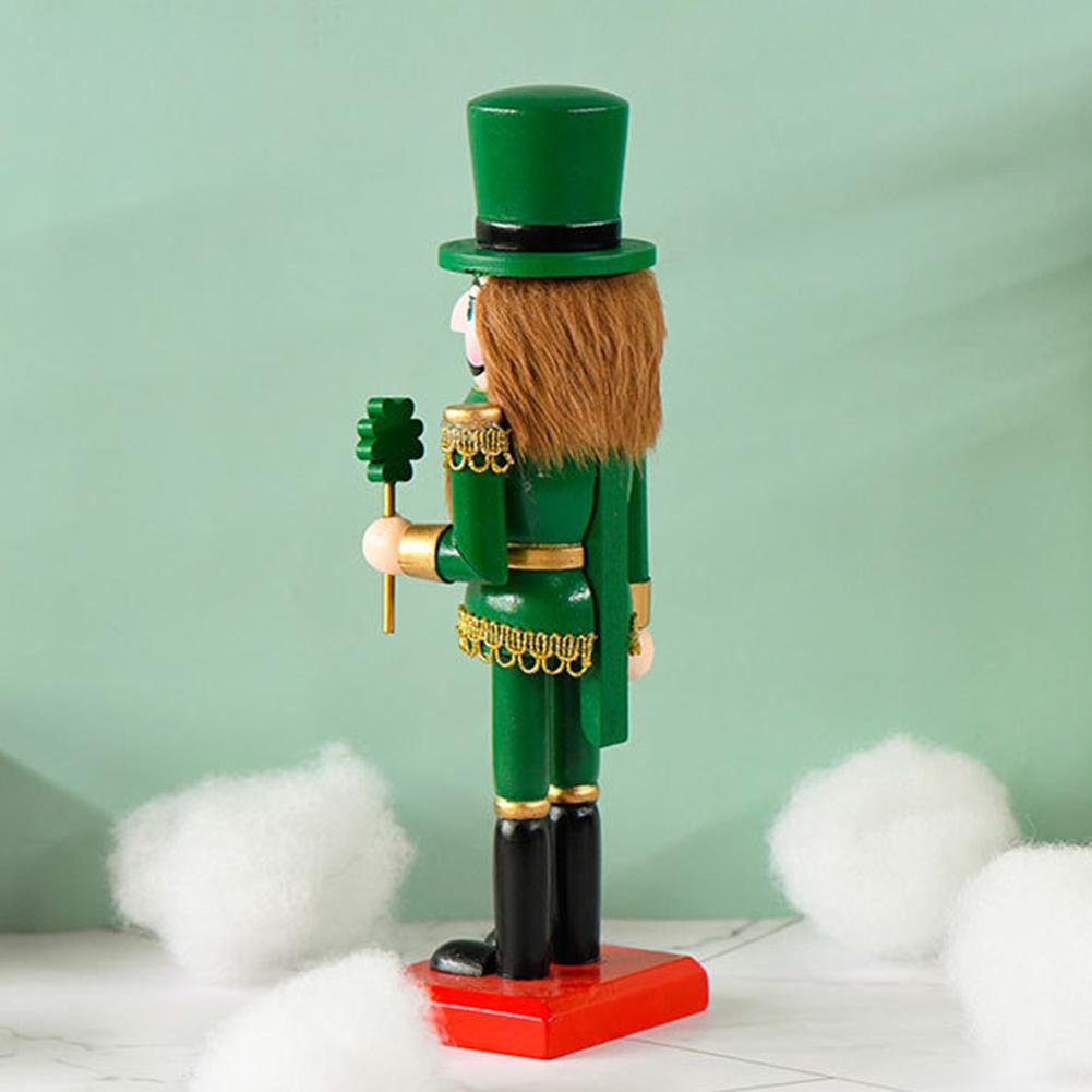 25cm Wooden Standing Nutcracker Ornament Handmade Christmas Nutcracker Figurine Decorative Nutcracker Model for Christmas Gift
