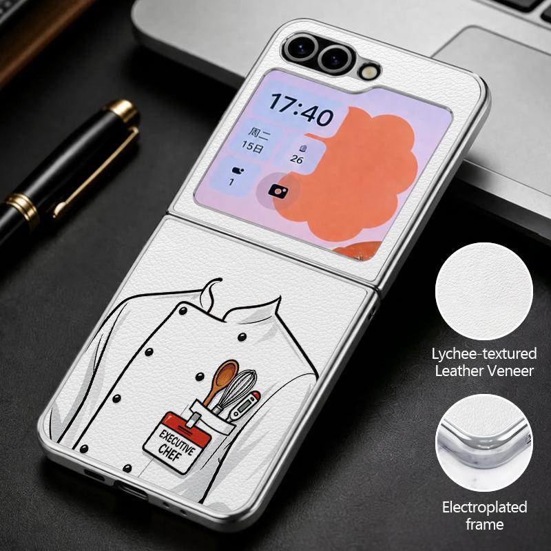 Cute Nurse Uniform Print Case For Samsung Z Flip 8 7 6 5 Luxury Plating Leather Skin Folding Phone Cover For Galaxy Z Flip8 Flip7 Flip6