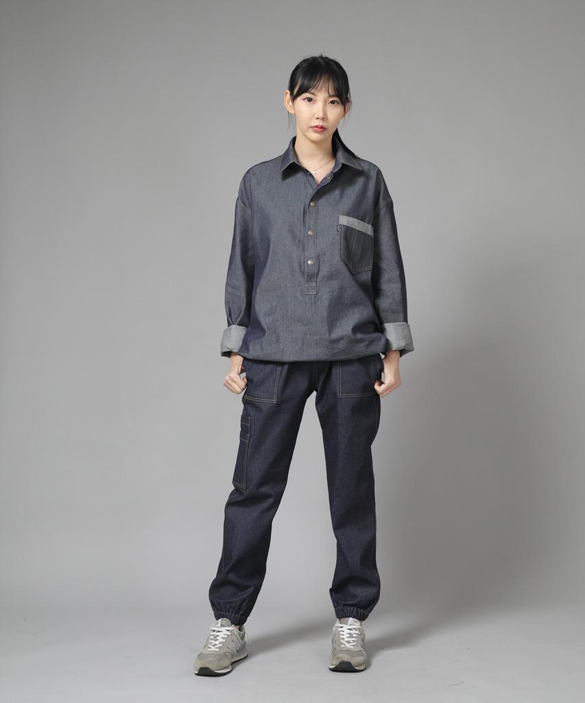 Seinteukeulu Wrinkle Pocket Anorak Shirt Wpa-413 Denim Light Indigo