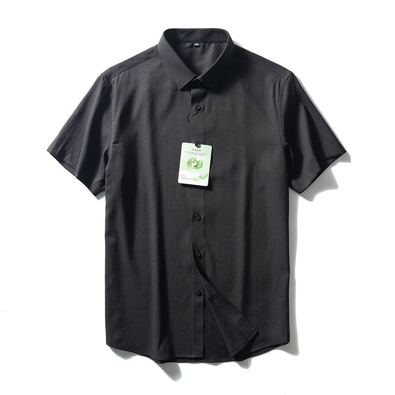 Mulberry Silk Short Sleeve Shirt Men's Summer Ice Silk 2024 New Coat Export Export Men's Clothing Business Casual Shirt