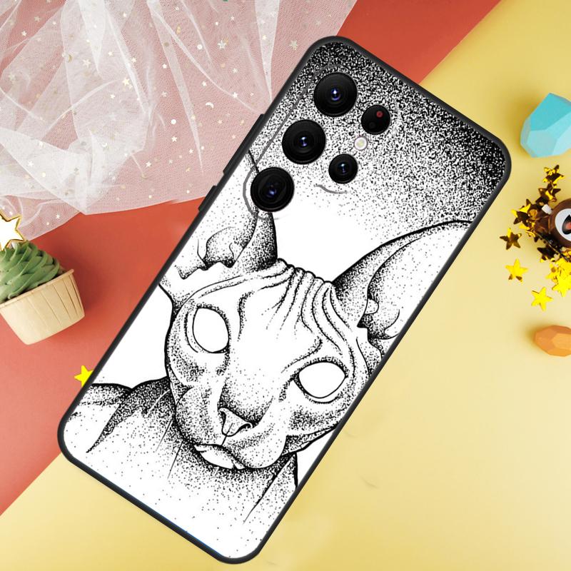 Sphinx Cat Case For Samsung Galaxy S24 S23 S22 Ultra S21 S20 FE Note 20 Note 10 S8 S9 S10 Plus Cover