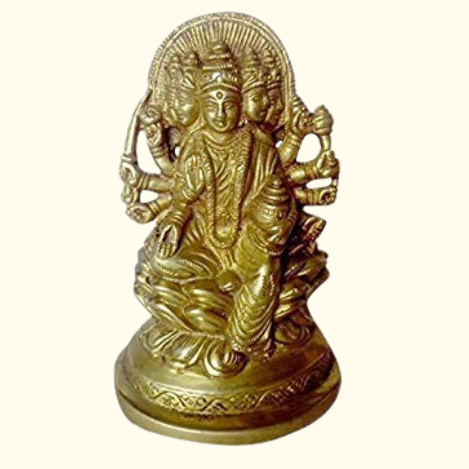 Ashtadhatu Brass Made Gayatri Mata Idol, Goddess Gayatri Maa Idol, Size - 12 Cm