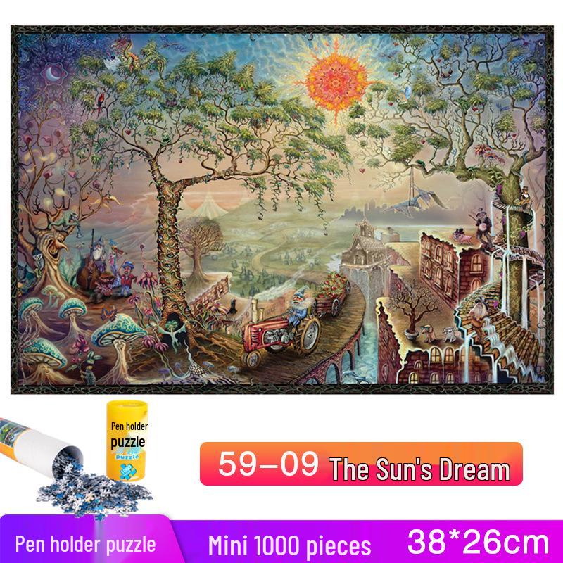 Dospělý držák na tužky 1000dílné mini krajinné puzzle hračka - Vzdělávací a zábavná