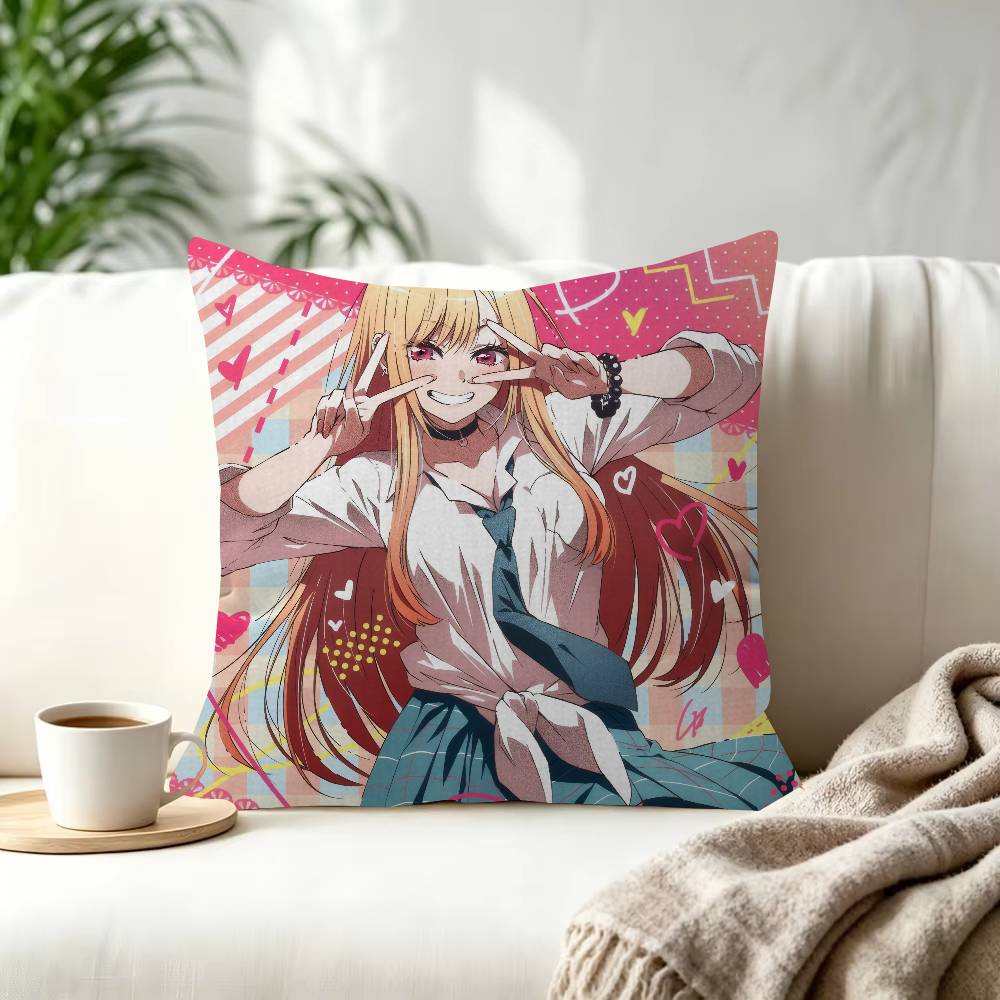Kwaii Anime MMarin Kitagawa Decorative Polyester Throw Pillow Cover Square Suitable for Home Office Coffee Shop Decor
