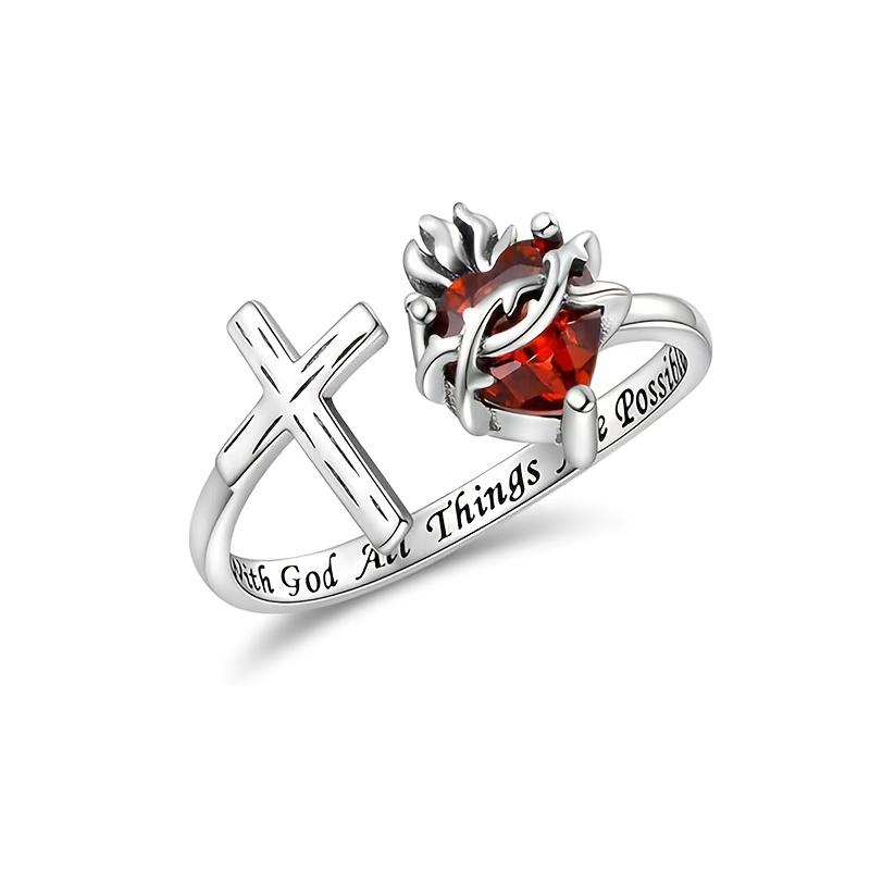

Fashionable and Elegant Temperament Letter Love Cross Opening Ring, Suitable for Valentine s Day Zircon Gifts for Girlfriends resizable