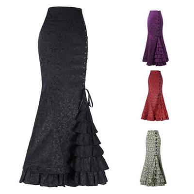Section Jacquard Fishtail Sijonas Steampunk Vintage Sijonas Gothic Sijonas Moteriškas ilgas sijonas