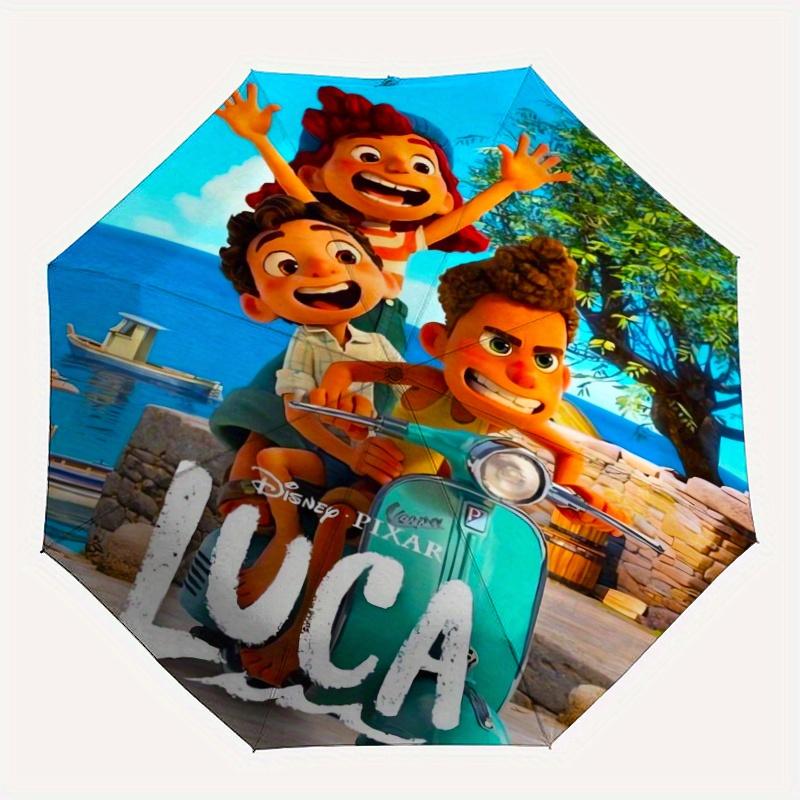 Disney Pixar Luca Automatic Folding Umbrella - 3 Folding Design, Vivid Cartoon Pattern, Suitable for Outdoor Activities, A Gift for Fans In