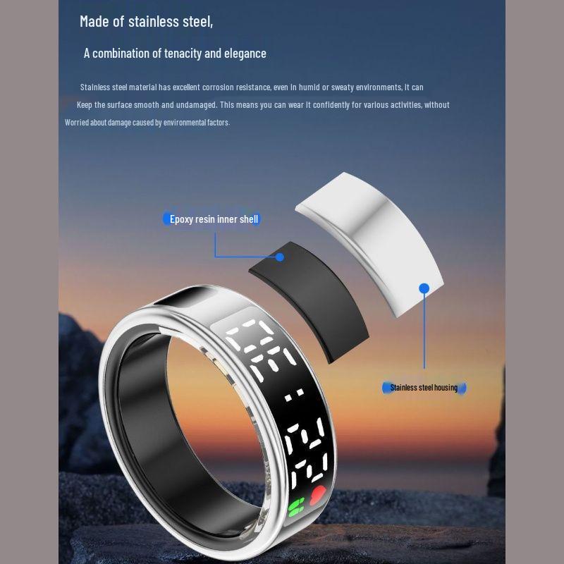 Smart Ring with Touchscreen: Monitors Heart Rate, Blood Oxygen, Sleep, and Page Turning