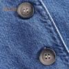 Kvinnor Denim Väst Kjol V-hals Ärmlös Enkelknäppt Kofta Väst Enfärgad Fickor Slim Fit Knapp Dragkedja Stängning Minikjol
