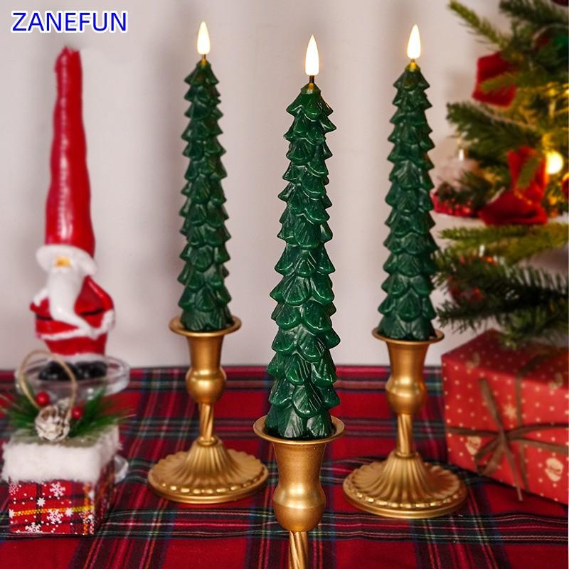 3er-Pack Weihnachts-LED-Kerzen Grün LED-Kerzenhalter mit Timer Fernbedienung Weihnachtsbaum 3D Flackernde LED-Kerzen