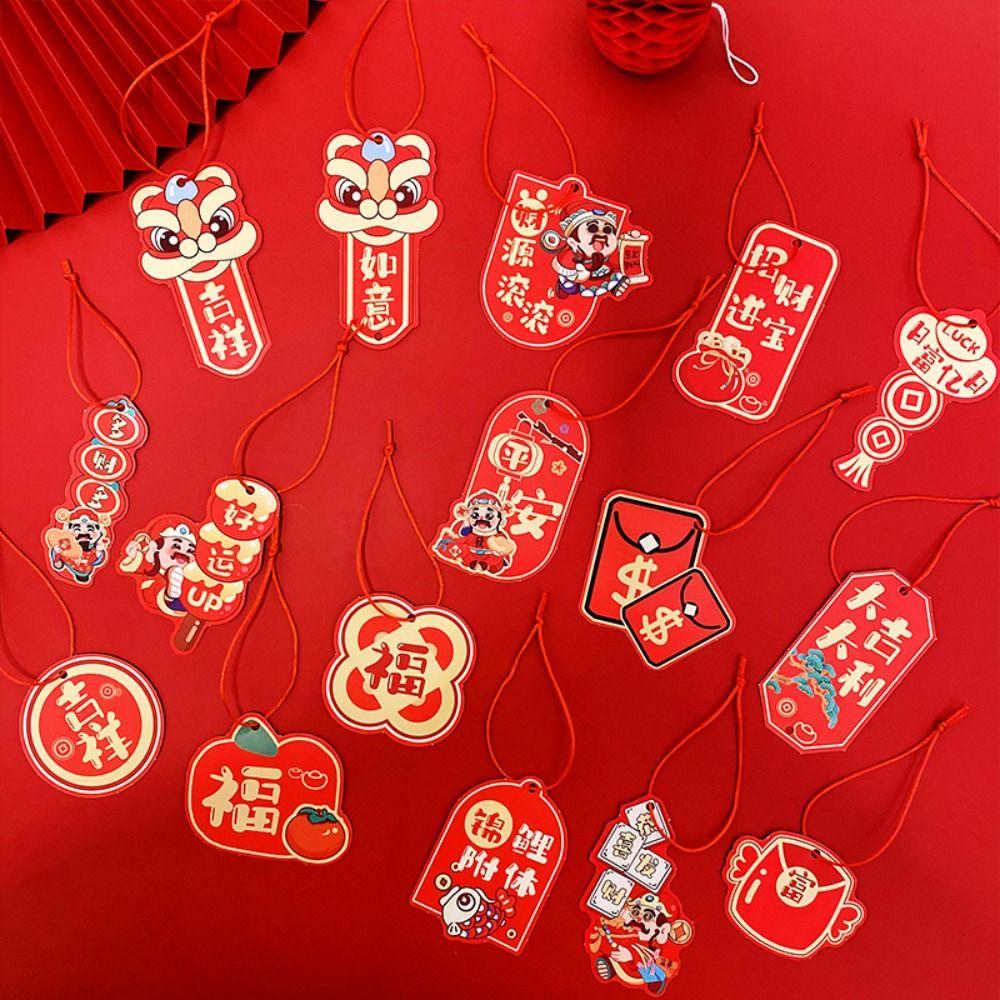 16Pcs Red Potted Plants Bonsai Pendants  Spring Festival