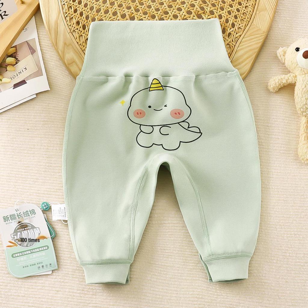 Unisex High Waist Baby Pants with Diaper Cover and Belly Protection for Spring, Autumn, and Winter
