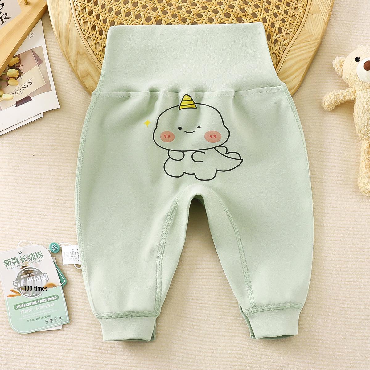 

Унисекс детские штанишки с высокой талией, с подгузником и защитой живота, для весны, осени и зимы Size 90 зелёный