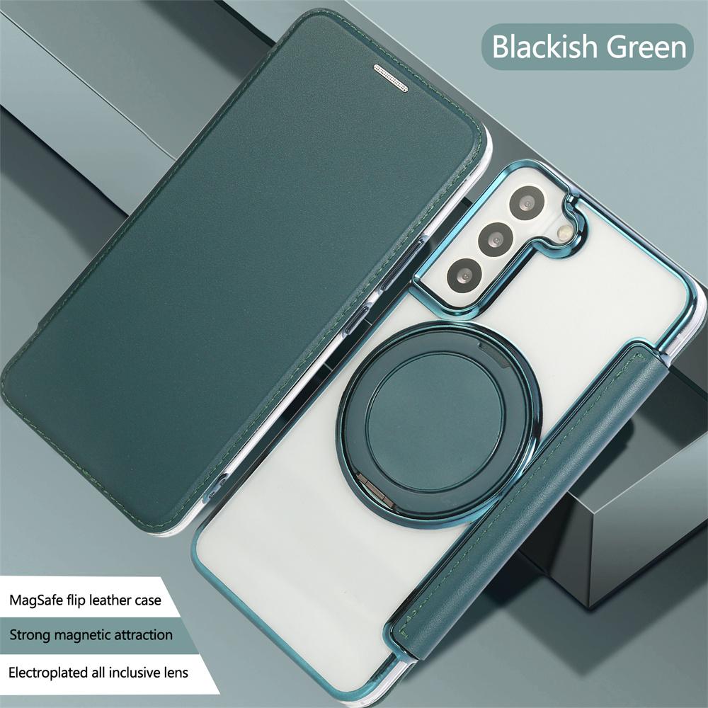 Rotating Stand Magnetic Phone Case for Samsung S26 S25 S24 S23 Ultra S22 Plus Leather Slot Card Wallet Magsafe Transparent Cover