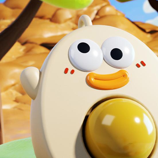 Popping Yolk Boiled Egg Toy with Lanyard Stress Relief Pop-Out Yolk Cartoon Egg Squeeze Toy Portable Decompression Fidget Sensory Toy