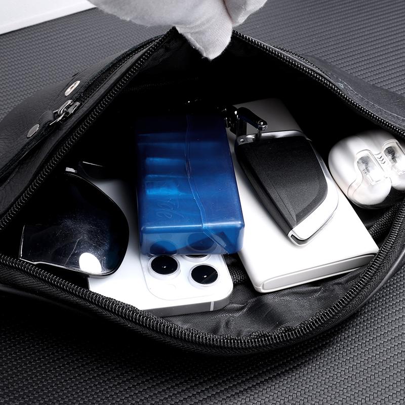 Leather Waist Bag for Men Casual Crossbody Fanny Pack with Adjustable Belt