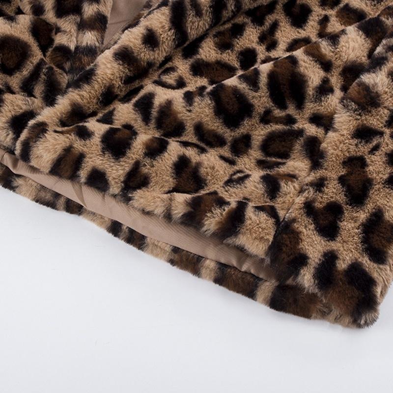 Women Winter Faux Fur Coats Vintage Leopard Female Loose Warm Coats Casual Street Lady Animal Print Thick Outwears