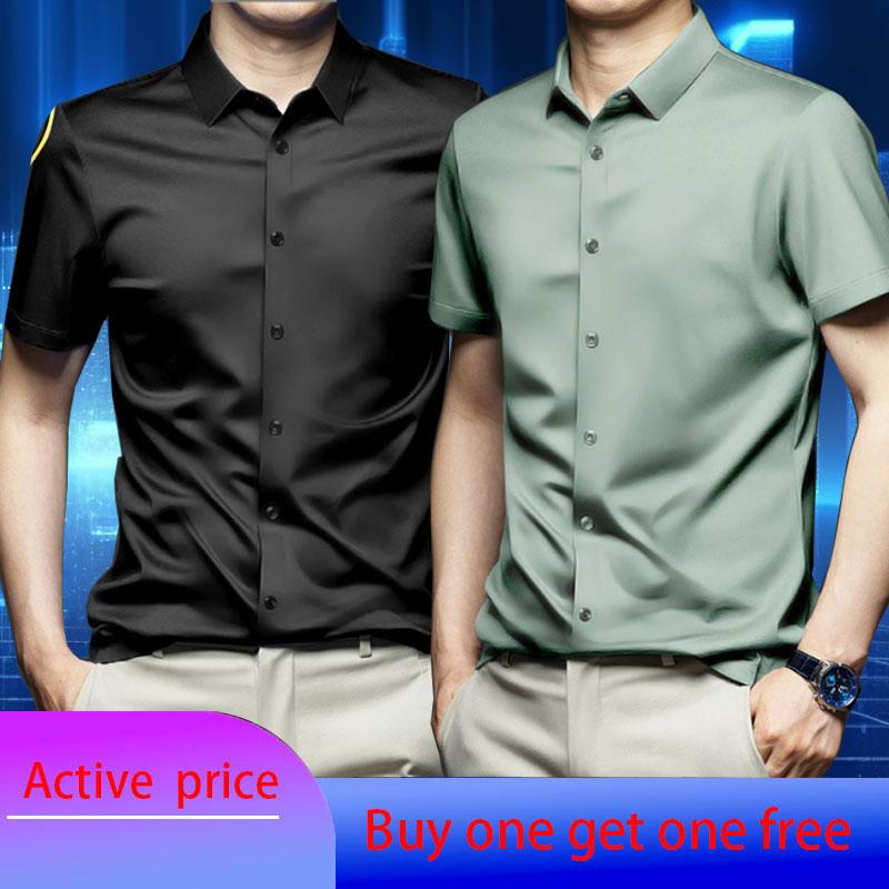 6XL Men's Short Sleeve Shirt Summer New Style Ice Silk Ice Feeling High Quality Large Size No Iron Business and Leisure