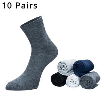 10 Paar Herren-Business-Socken, klassische, solide, atmungsaktive Baumwoll-Freizeitsocken, antibakterielle Deodorant-Sport-Hohe Socken