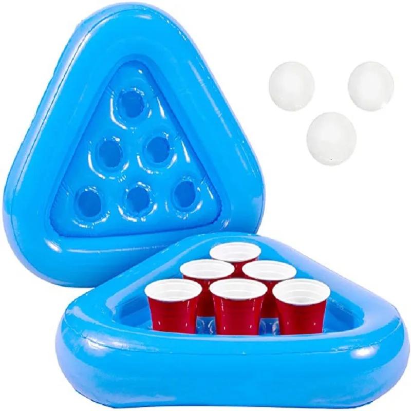 Beach Water Swimming Pool Inflatable Triangular Cup Holder, Six Hole Beer Tray, Beverage Cup Mat, Party Throwing Toy
