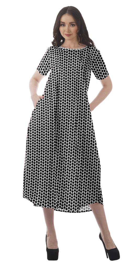 Moomaya Printed Sun Dresses Women Short Sleeve Cotton Flex Party Dress