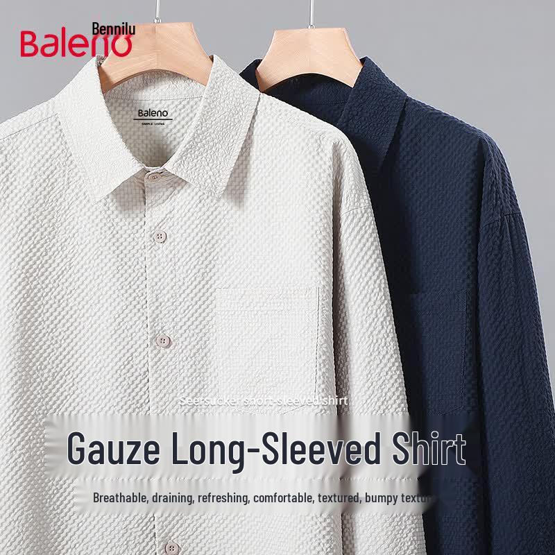 Baleno Men s Casual Long Sleeve Collared Cardigan Shirt 3XL