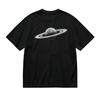 Men's Comfortable Classic T-Shirt Celestial Grey and Black Saturn Design Tee
