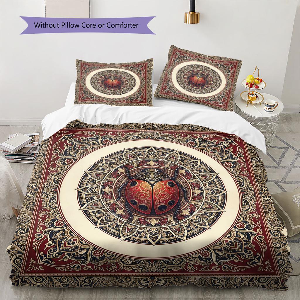 Mandalainsects Pattern Bedding Quilt Set Quilt Cover Pillowcase Home Decoration Birthday Gift (1 * duvet cover + 2 * pillowcase, without core)