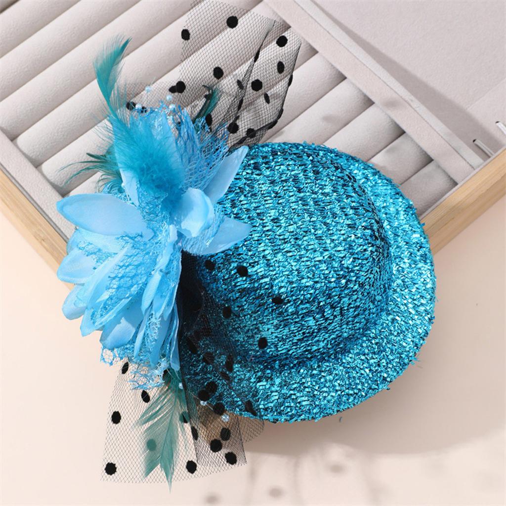 Viktorianischer gefiederter Fascinator Hutclip für Cocktailparty Netzblume Pailletten Hut Kopfschmuck Maskerade Cosplay Kopfschmuck