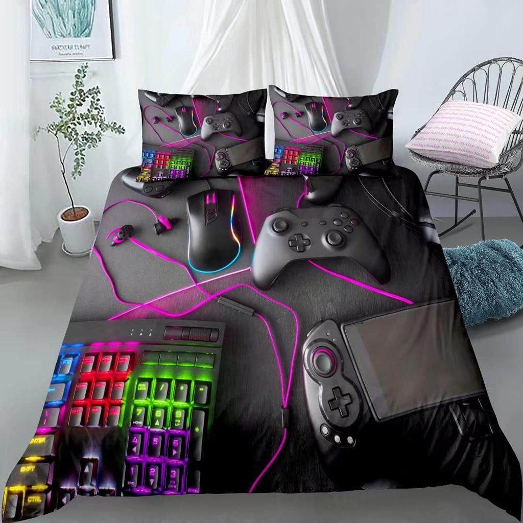 Moderne Technologie Trends Gamer Beddengoed Set Voor Volwassenen Kinderen Gamepad Dekbedovertrek Hippie Nordic Polyester Dekbedovertrek