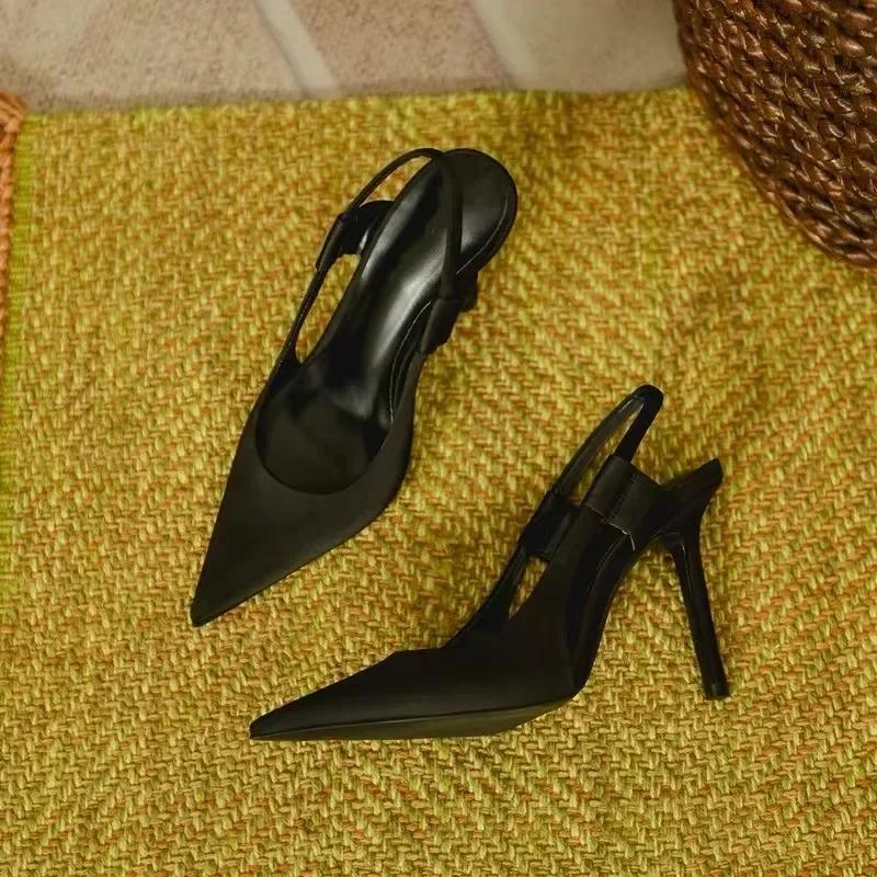 Fashion New Designer Luxury Women Slingback Sandals Pointed Toe Slip on Thin High Heel Ladies Elegant Pumps Shoes Sandals 35-43
