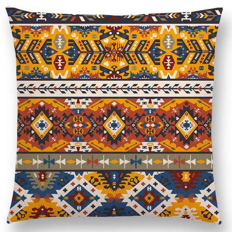 Colorful Seamless Aztec Decorative Prints Sofa Throw Pillow Case Fancy Abstract Geometric Vector Pattern Tribal Cushion Cover
