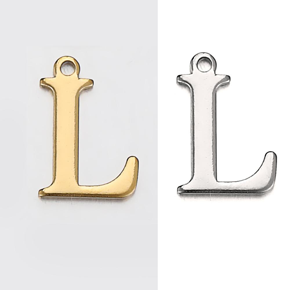 20pcs Stainless Steel Gold Letter Charm Initial Charms Alphabet Beads Pendants Assorted for Bracelet Necklace Jewelry Making DIY