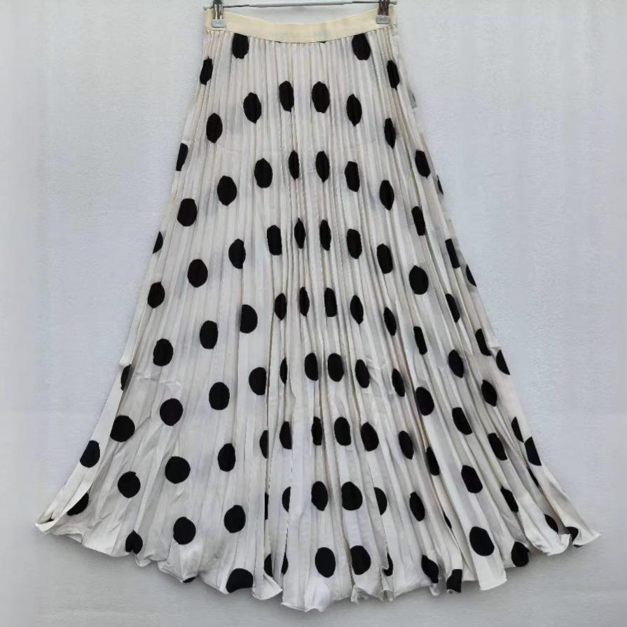 CM Summer South Africa North America Polka Dot Skirt Classic Versatile Skinny Pleated Skirt Long Skirt Women