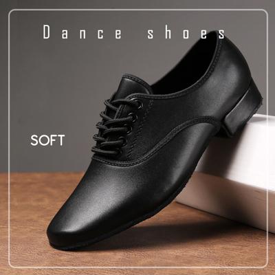 Leather Latin Dance Shoes for Men Soft Rubber Sole Party Modern International Standard Dancing Shoes Heeled 3cm