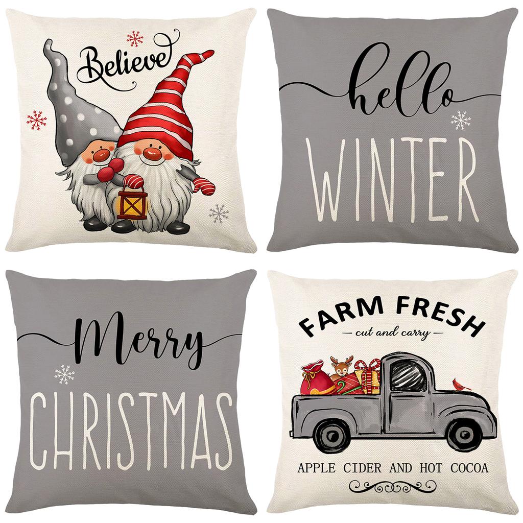 New Christmas Pillowcase Letter Polyester Printed Home Sofa Pillowcase Bedside Cushion