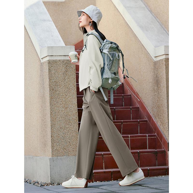 Jiuzi Anna Kou Lazy Relaxation Elastic Waist Drop Wide Leg Pants Women's 2025 Summer New Style