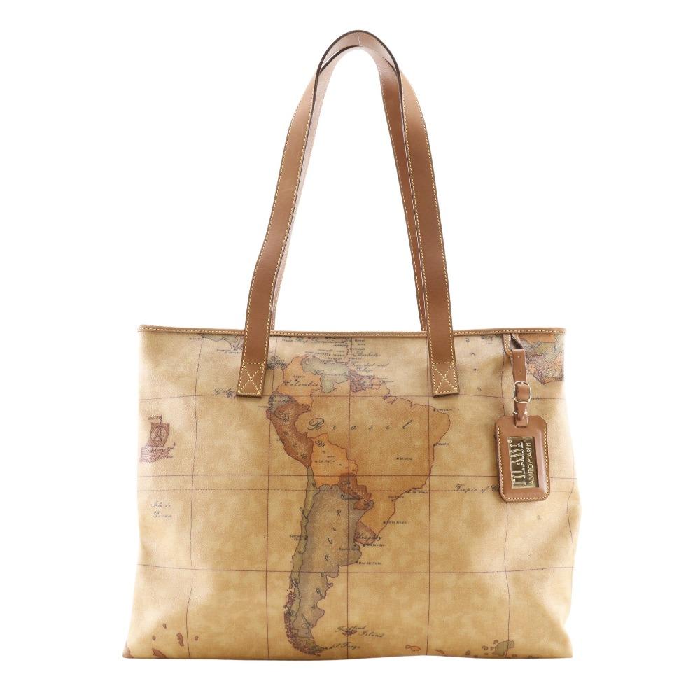 

PRIMA CLASSE Geo Classic Tote Bag Map pattern Brown PVC unisex Used