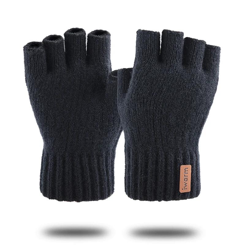 2020Outdoor Half Finger Gloves Women Men Winter Warm Wool Mittens Unisex Elastic Knitted Touchscreen Nonslip Fingerless Gloves