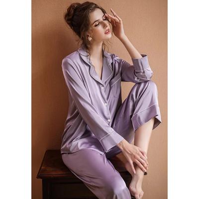 Culoare uni Clasice haine de acasă pentru femei de primăvară și toamnă Pijamale casual noi pentru femei