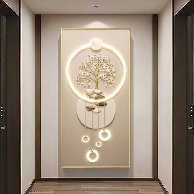 Art Moderne Arbre Doré Pierre Toile Art Mural Sans Cadre Orientation Portrait Chic Luxueux pour Décor de Salon, Sans Cadre