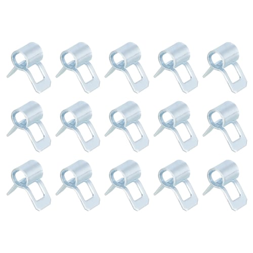 uxcell 15-Pack Spring Clamps, 4mm Inner Diameter, Hose Band Clips, Pipe Clips, Alloy Steel with Blue and White Zinc Alloy, for Fuel Hoses, Silicone Ho