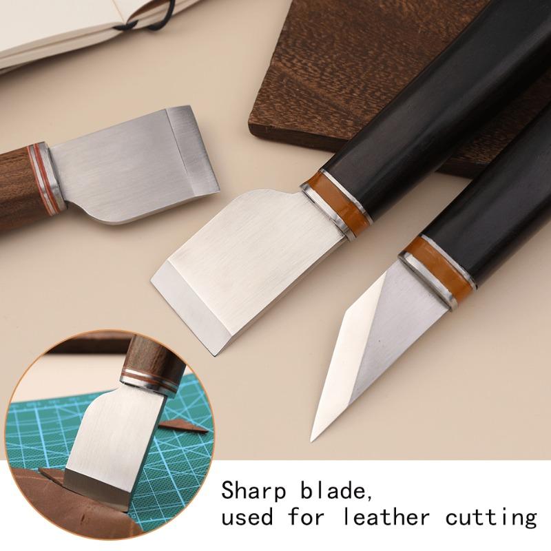 1 adet Deri İnceltme Bıçağı Profesyonel Deri El Sanatları Kesme Bıçağı Kendin Yap El Sanatları Bıçağı Ahşap Saplı İnceltme Aleti