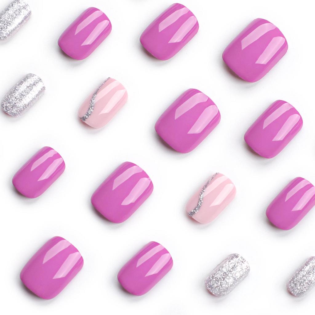 Purple Solid Color Wearable Nail Tips - Fake Nail Stickers
