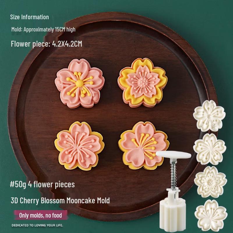 Sakura Hand-Pressed Mung Bean Cake & Mooncake Mold Set