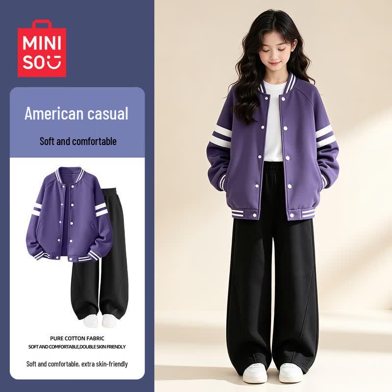 MINISO Girls' Stylish Long Sleeve Top & Pants Set