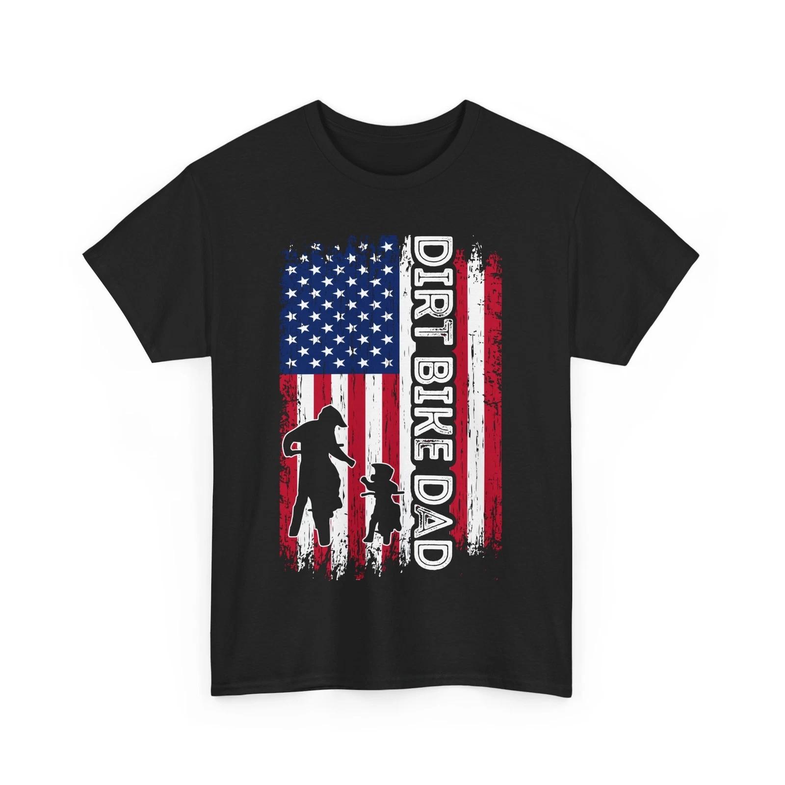Dirt Bike Dad American Flag T shirt, Biking Lovers Father s Day Dad Shirt 4XL